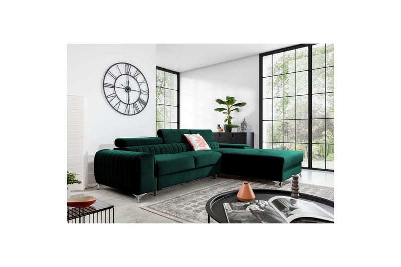 Sektionssoffa Eltap Grayson 278x205x92 cm - Nube 35, Grön, Höger - Möbler - Soffa - Bäddsoffa