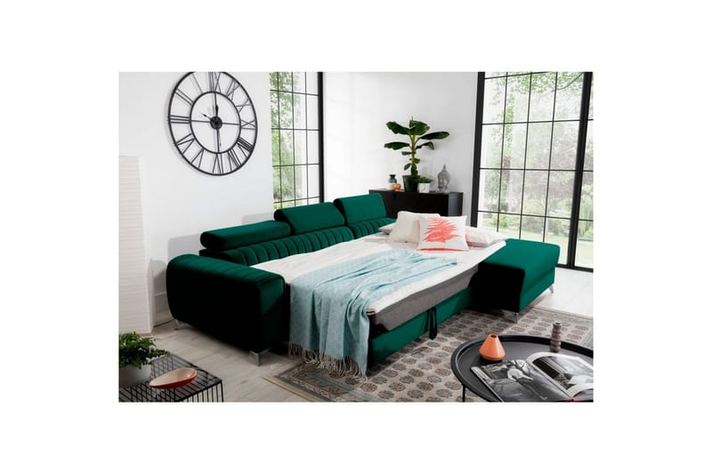 Sektionssoffa Eltap Grayson 278x205x92 cm - Nube 35, Grön, Höger - Möbler - Soffa - Bäddsoffa