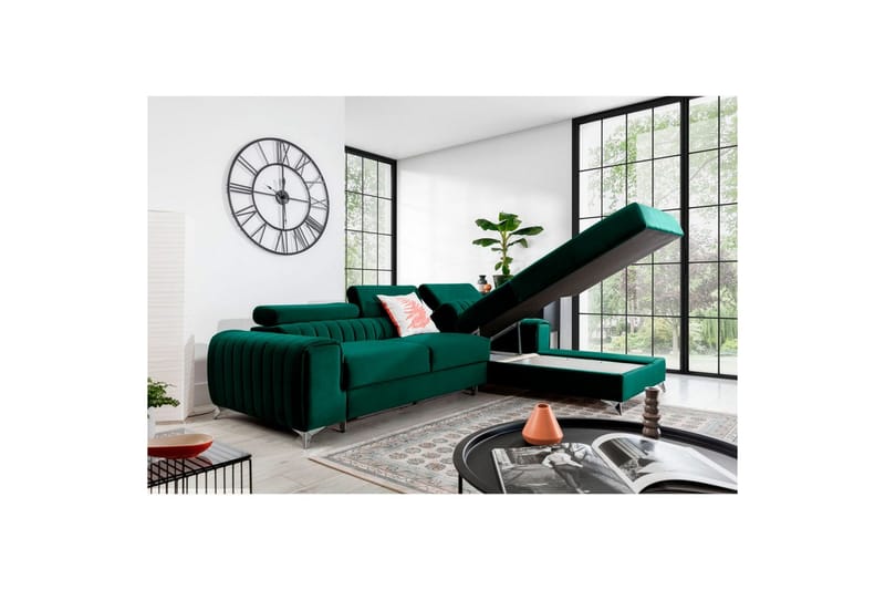 Sektionssoffa Eltap Grayson 278x205x92 cm - Nube 35, Grön, Höger - Möbler - Soffa - Bäddsoffa