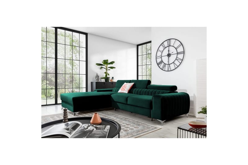 Sektionssoffa Eltap Grayson 278x205x92 cm - Nube 35, Grön, Vänster - Möbler - Soffa - Bäddsoffa
