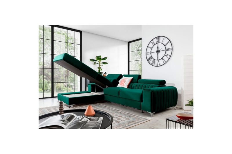 Sektionssoffa Eltap Grayson 278x205x92 cm - Nube 35, Grön, Vänster - Möbler - Soffa - Bäddsoffa