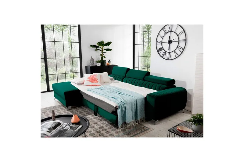 Sektionssoffa Eltap Grayson 278x205x92 cm - Nube 35, Grön, Vänster - Möbler - Soffa - Bäddsoffa