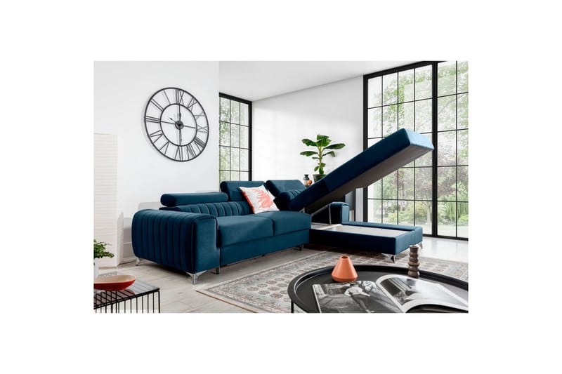 Sektionssoffa Eltap Grayson 278x205x92 cm - Nube 40, Blå, Höger - Möbler - Soffa - Bäddsoffa
