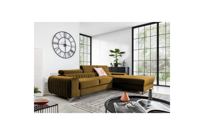 Sektionssoffa Eltap Grayson 278x205x92 cm - Nube 45, Gul, Höger - Möbler - Soffa - Bäddsoffa