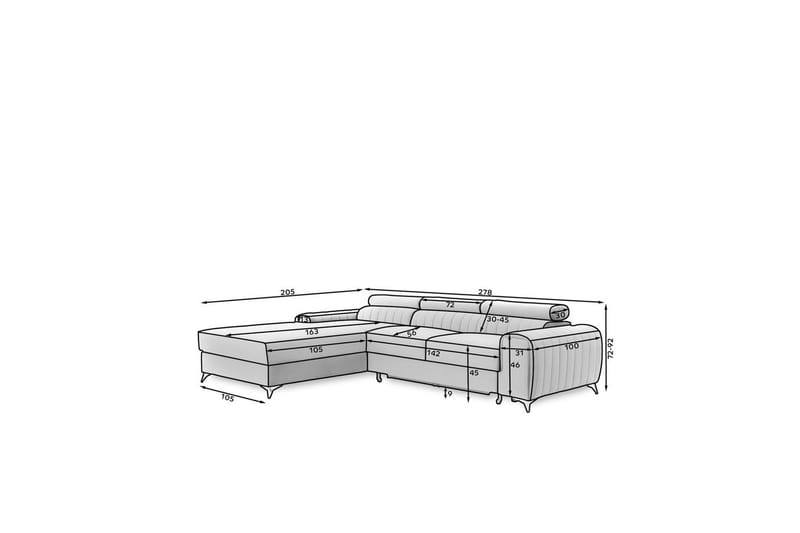Sektionssoffa Eltap Grayson 278x205x92 cm - Sola 4, Vänster - Möbler - Soffa - Bäddsoffa