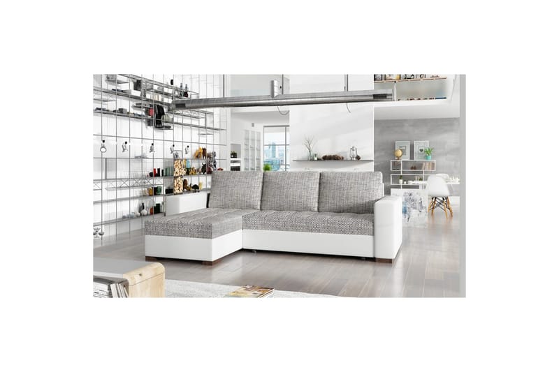 Sektionssoffa Eltap Newark 237x150x90 cm - Berlin 01, Soft 17, Grå, Vit - Möbler - Soffa - Bäddsoffa