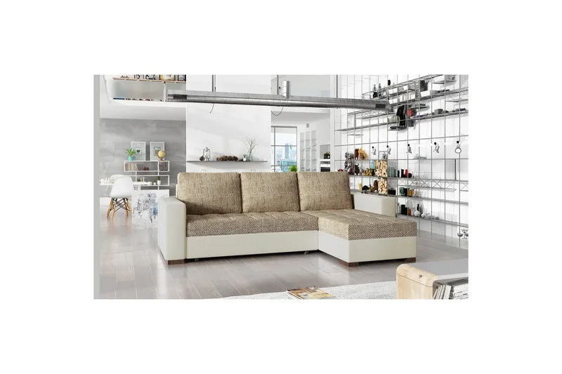 Sektionssoffa Eltap Newark 237x150x90 cm - Berlin 03, Soft 33, Beige - Möbler - Soffa - Bäddsoffa