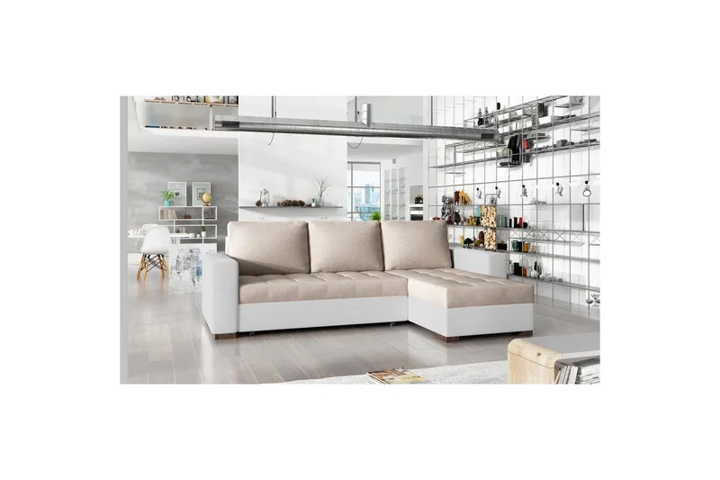 Sektionssoffa Eltap Newark 237x150x90 cm - Dora 21, Soft 17, Beige, Vit - Möbler - Soffa - Bäddsoffa