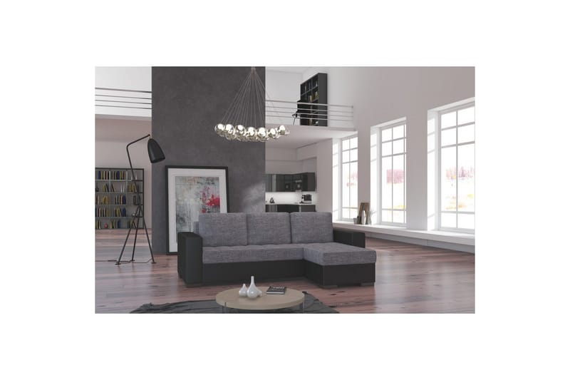 Sektionssoffa Eltap Newark 237x150x90 cm - Sawana 05, Soft 11, Grå, Svart - Möbler - Soffa - Bäddsoffa