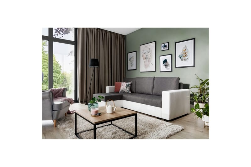 Sektionssoffa Eltap Newark 237x150x90 cm - Sawana 05, Soft 17, Grå, Vit - Möbler - Soffa - Bäddsoffa