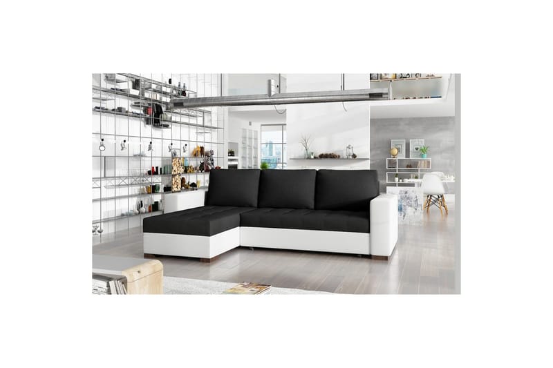Sektionssoffa Eltap Newark 237x150x90 cm - Sawana 14, Soft 17, Svart, Vit - Möbler - Soffa - Bäddsoffa