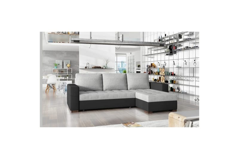 Sektionssoffa Eltap Newark 237x150x90 cm - Sawana 21, Soft 11, Grå, Svart - Möbler - Soffa - Bäddsoffa