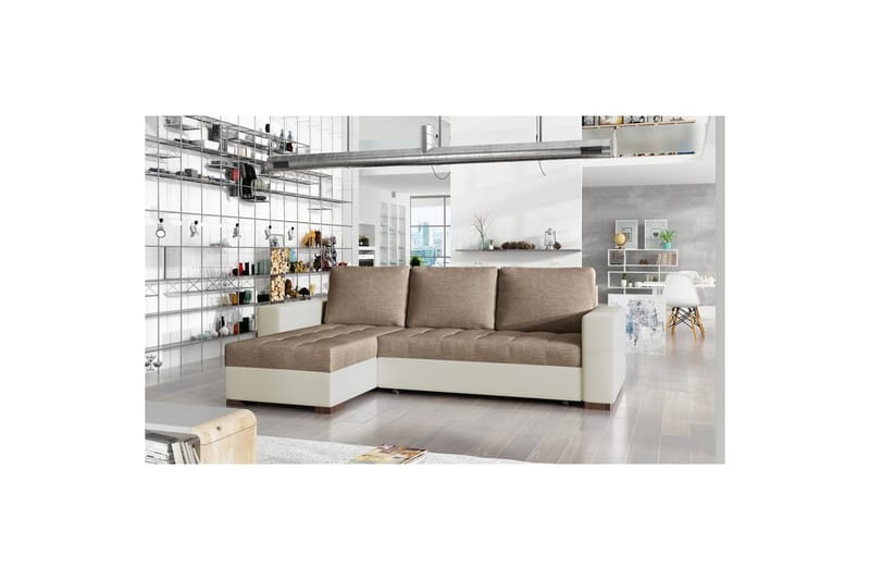 Sektionssoffa Eltap Newark 237x150x90 cm - Sawana 25, Soft 33, Brun, Beige - Möbler - Soffa - Bäddsoffa