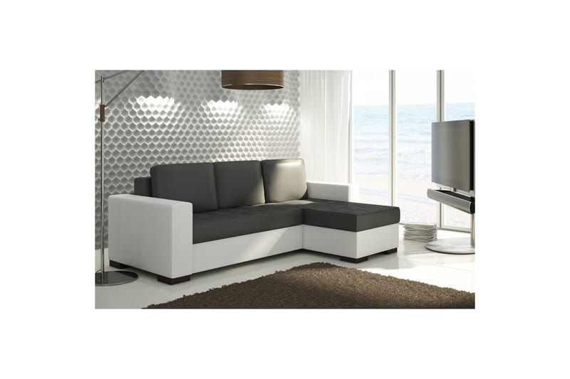 Sektionssoffa Eltap Newark 237x150x90 cm - Soft 11, Soft 17, Svart, Vit - Möbler - Soffa - Bäddsoffa