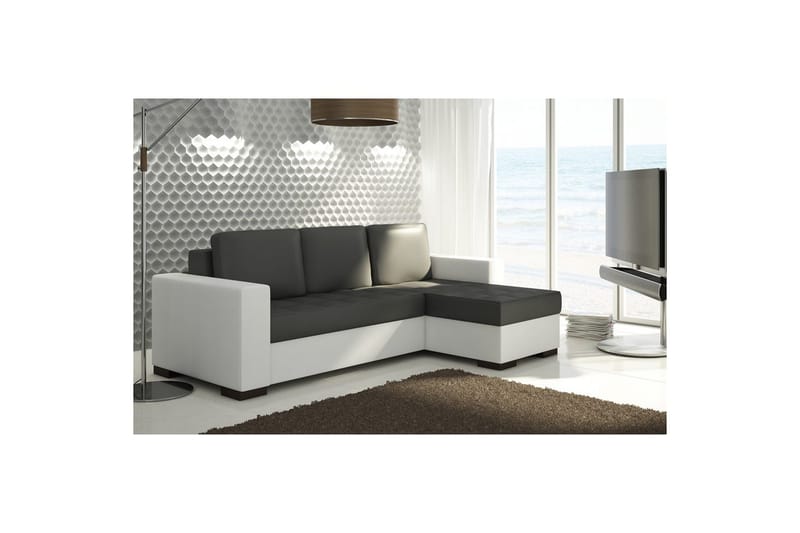 Sektionssoffa Eltap Newark 237x150x90 cm, Soft 11, Soft 17, Svart, Vit