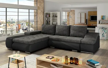 Sektionssoffa Eltap Ontario 295x200x82 cm - Berlin 02, Soft 11, Svart, Vänster - Möbler - Soffa - Bäddsoffa