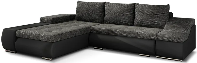Sektionssoffa Eltap Ontario 295x200x82 cm, Berlin 02, Soft 11, Svart, Vänster