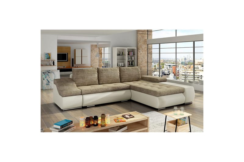 Sektionssoffa Eltap Ontario 295x200x82 cm, Berlin 03, Soft 33, Beige, Höger