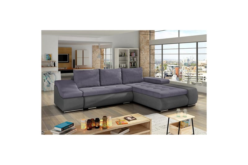 Sektionssoffa Eltap Ontario 295x200x82 cm, Soro 65, Soro 93, Lila, Grå, Höger