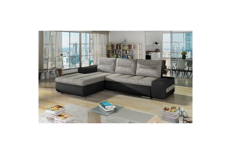 Sektionssoffa Eltap Ottavio 275x180x85 cm - Berlin 01, Soft 11, Grå, Svart, Vänster - Möbler - Soffa - Bäddsoffa