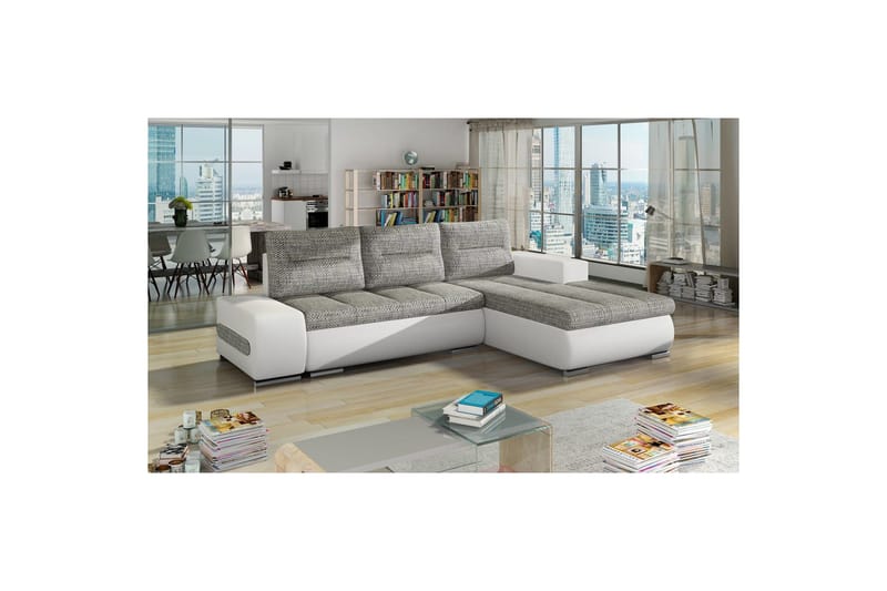 Sektionssoffa Eltap Ottavio 275x180x85 cm - Berlin 01, Soft 17, Grå, Vit, Höger - Möbler - Soffa - Bäddsoffa