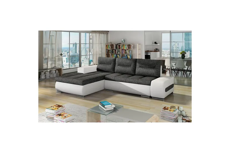 Sektionssoffa Eltap Ottavio 275x180x85 cm - Berlin 02, Soft 17, Svart, Vit, Vänster - Möbler - Soffa - Bäddsoffa