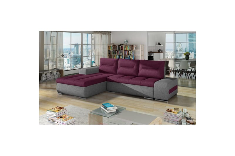 Sektionssoffa Eltap Ottavio 275x180x85 cm - Lars 68, Lars 98, Lila, Grå, Vänster - Möbler - Soffa - Bäddsoffa