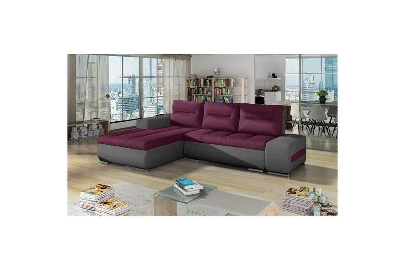 Sektionssoffa Eltap Ottavio 275x180x85 cm - Lars 68, Soft 29, Lila, Grå, Vänster - Möbler - Soffa - Bäddsoffa