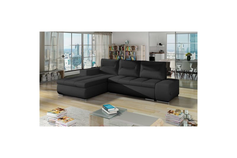 Sektionssoffa Eltap Ottavio 275x180x85 cm, Soft 11, Svart, Vänster