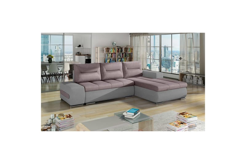 Sektionssoffa Eltap Ottavio 275x180x85 cm - Soro 61, Soro 83, Rosa, Vit, Höger - Möbler - Soffa - Bäddsoffa