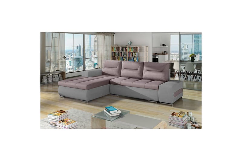 Sektionssoffa Eltap Ottavio 275x180x85 cm - Soro 61, Soro 83, Rosa, Vit, Vänster - Möbler - Soffa - Bäddsoffa