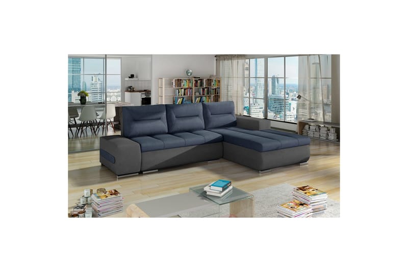 Sektionssoffa Eltap Ottavio 275x180x85 cm, Soro 76, Soro 93, Blå, Grå, Höger