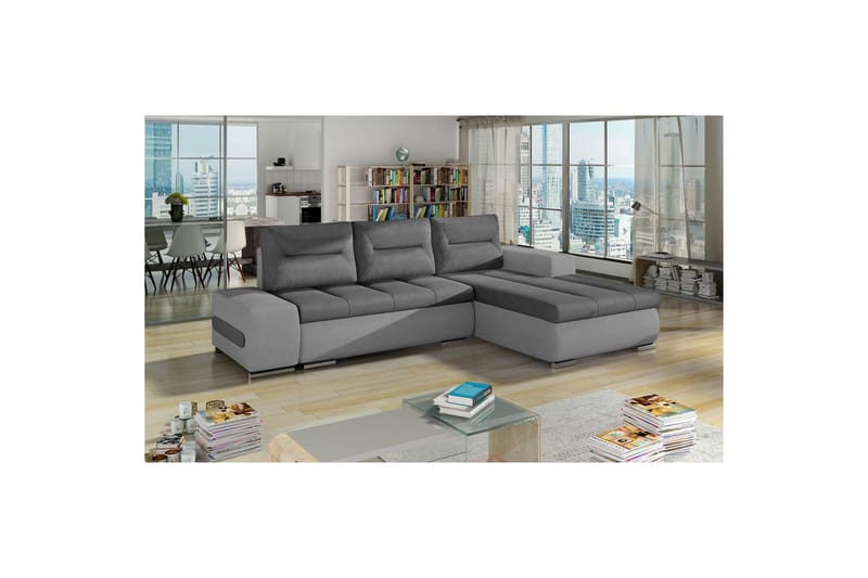 Sektionssoffa Eltap Ottavio 275x180x85 cm, Soro 93, Soro 83, Grå, Vit, Höger