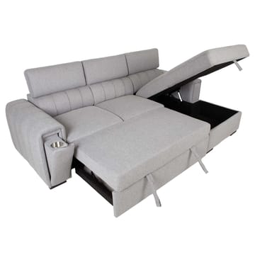 Selmar 2-sits Höger Hörnbäddsoffa med Förvaring i Tyg - Grå - Möbler - Soffa - Bäddsoffa