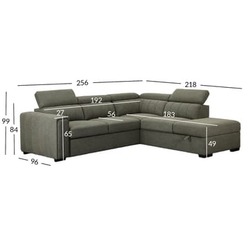 Selmar 4-sits Höger L-formad Hörnbäddsoffa med Förvaring i Tyg - Grön - Möbler - Soffa - Bäddsoffa