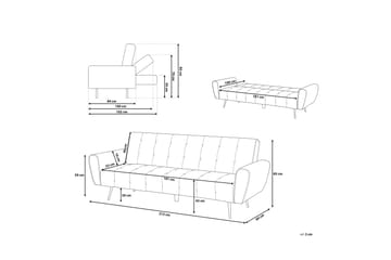 Selnes 3-sits Längsbäddad Fällbar Bäddsoffa 100x181 cm i Sammet - Grön - Möbler - Soffa - Bäddsoffa