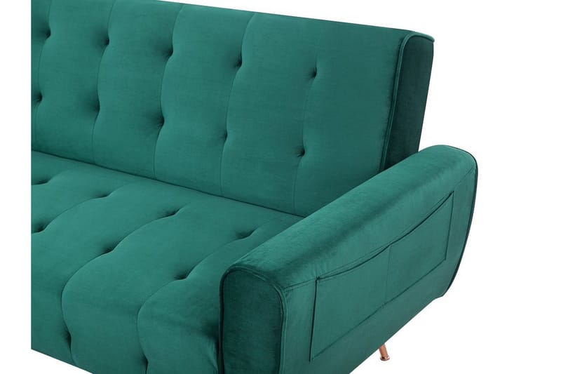 Selnes 3-sits Längsbäddad Fällbar Bäddsoffa 100x181 cm i Sammet - Grön - Möbler - Soffa - Bäddsoffa