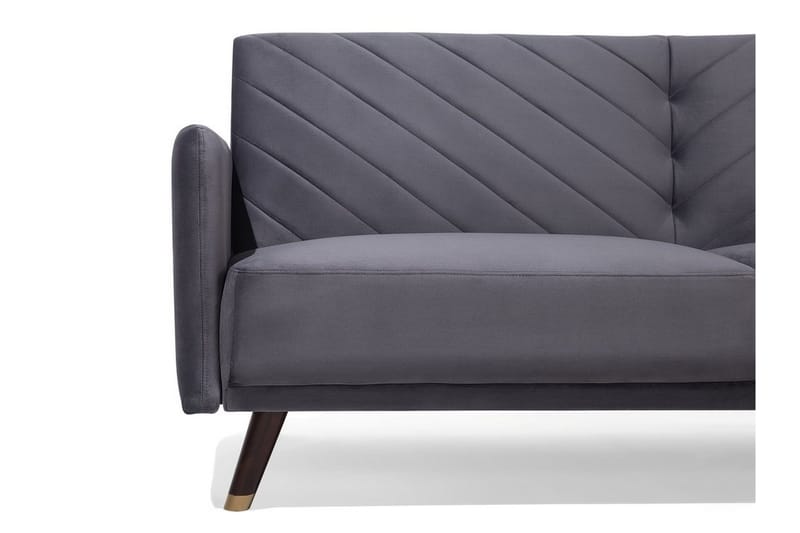 Senja 2-sits Bäddsoffa 200 cm i Sammet med Träben - Grå - Möbler - Soffa - Bäddsoffa