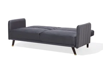 Senja 2-sits Bäddsoffa 200 cm i Sammet med Träben - Grå - Möbler - Soffa - Bäddsoffa
