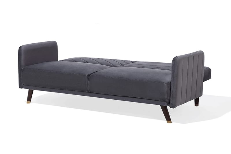 Senja 2-sits Bäddsoffa 200 cm i Sammet med Träben - Grå - Möbler - Soffa - Bäddsoffa