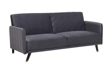 Senja 2-sits Bäddsoffa 200 cm i Sammet med Träben - Grå - Möbler - Soffa - Bäddsoffa
