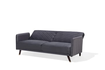 Senja 2-sits Bäddsoffa 200 cm i Sammet med Träben - Grå - Möbler - Soffa - Bäddsoffa