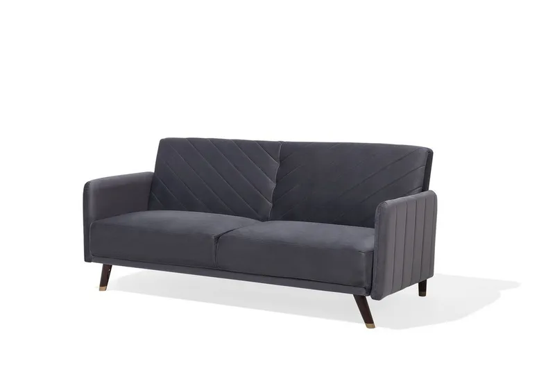 Senja 2-sits Bäddsoffa 200 cm i Sammet med Träben - Grå - Möbler - Soffa - Bäddsoffa