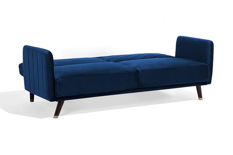 Senja 2-sits Fällbar Rektangulär Bäddsoffa i Sammet med Träben - Blå - Möbler - Soffa - Bäddsoffa