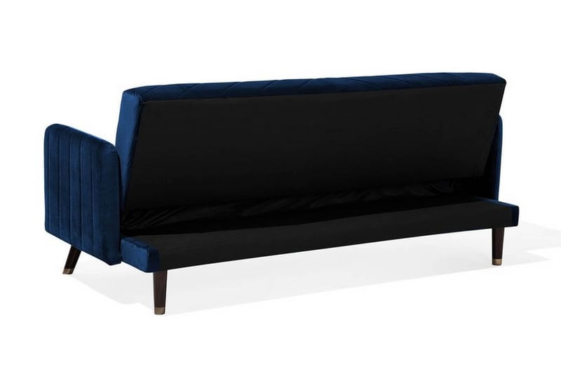 Senja 2-sits Fällbar Rektangulär Bäddsoffa i Sammet med Träben - Blå - Möbler - Soffa - Bäddsoffa