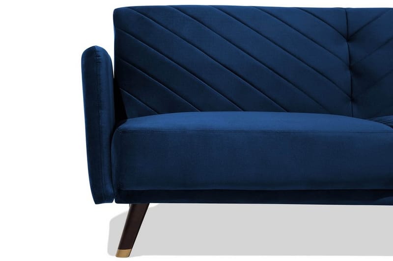 Senja 2-sits Fällbar Rektangulär Bäddsoffa i Sammet med Träben - Blå - Möbler - Soffa - Bäddsoffa