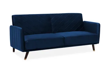 Senja 2-sits Fällbar Rektangulär Bäddsoffa i Sammet med Träben - Blå - Möbler - Soffa - Bäddsoffa