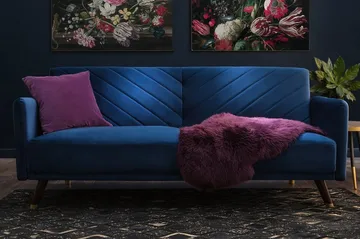 Senja 2-sits Fällbar Rektangulär Bäddsoffa i Sammet med Träben - Blå - Möbler - Soffa - Bäddsoffa
