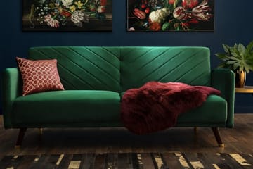Senja Rektangulär Längsbäddad Bäddsoffa 110x181 cm i Sammet - Grön - Möbler - Soffa - Bäddsoffa