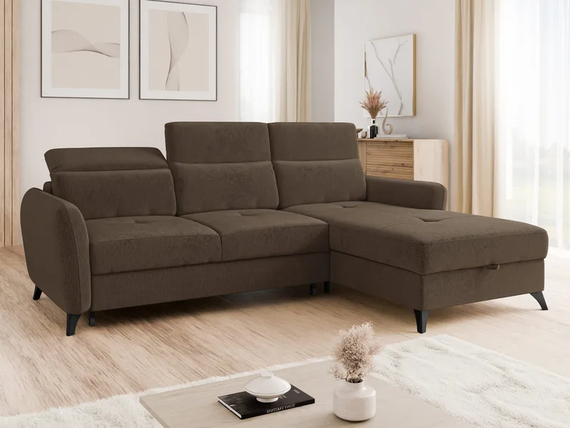 Sies 3-sits Bäddsoffa divan höger med förvaring - brun - Möbler - Soffa - Bäddsoffa